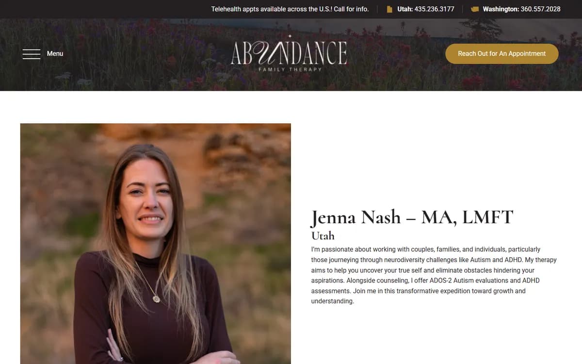 Abundance Family Therapy: Clinician bio pages