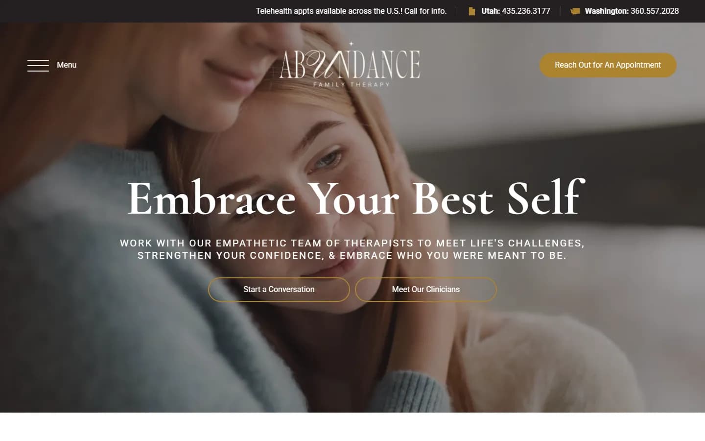 Abundance Family Therapy homepage