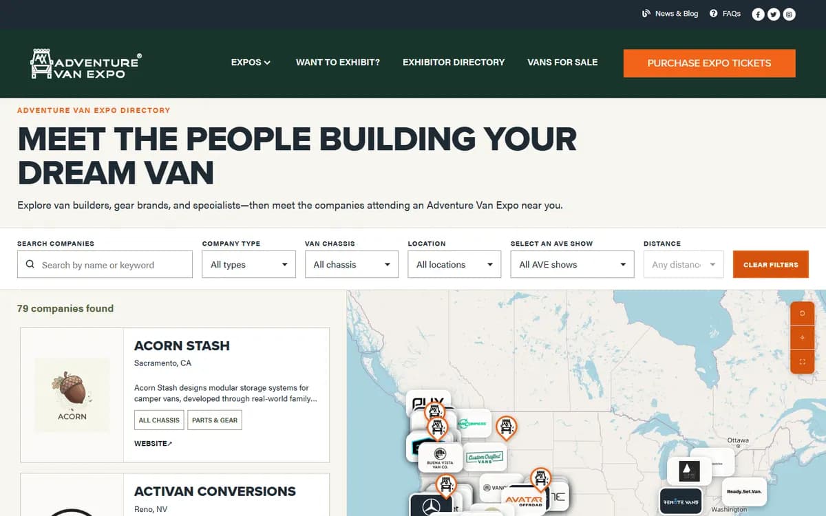 Adventure Van Expo: Searchable exhibitor directory