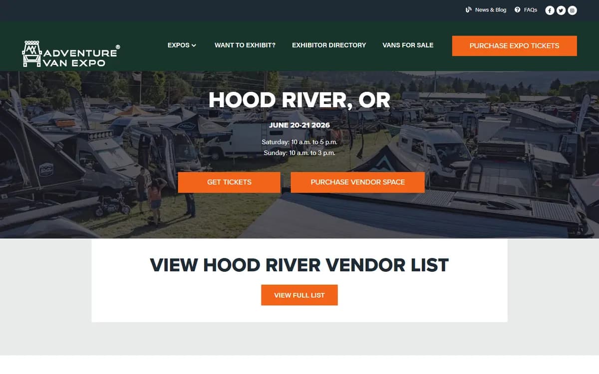 Adventure Van Expo: A page for every expo
