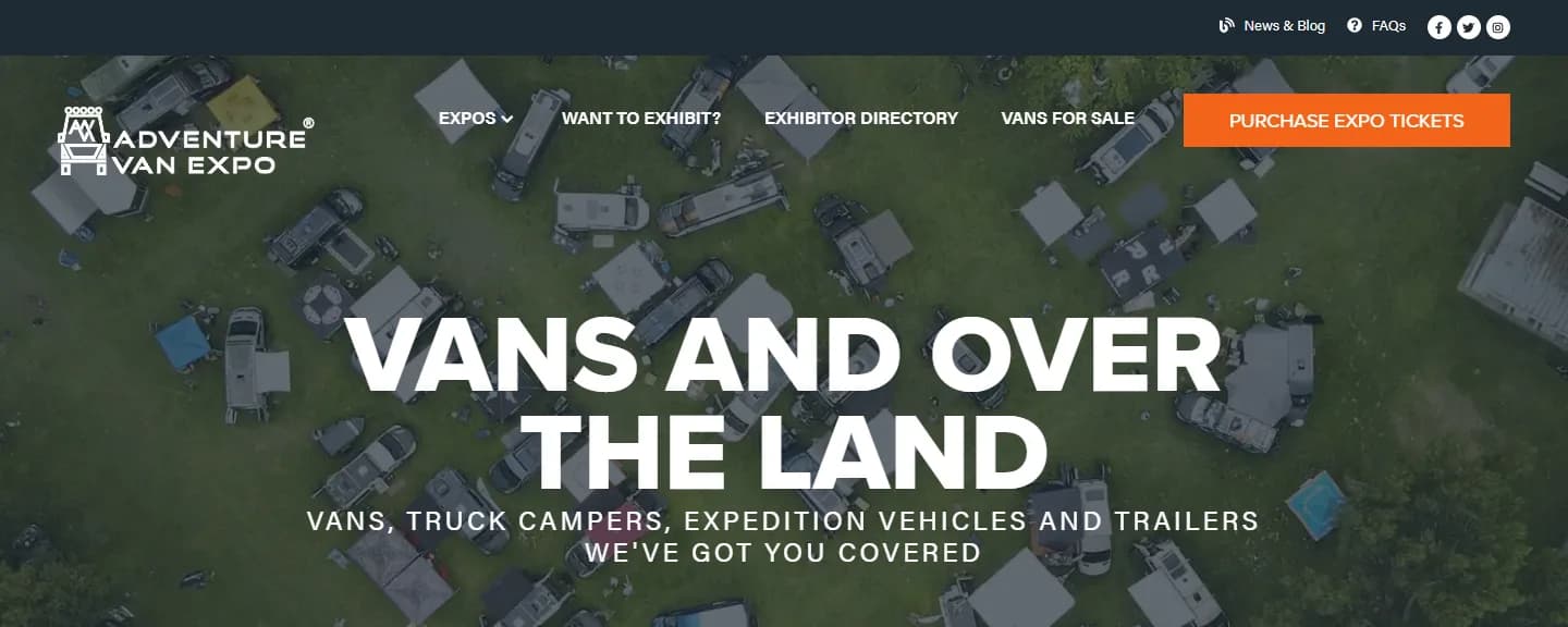 Adventure Van Expo website