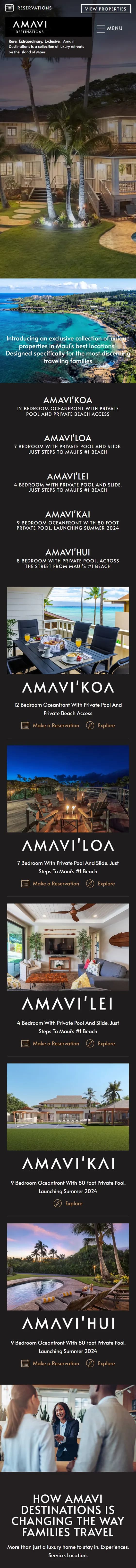 AMAVI website on mobile