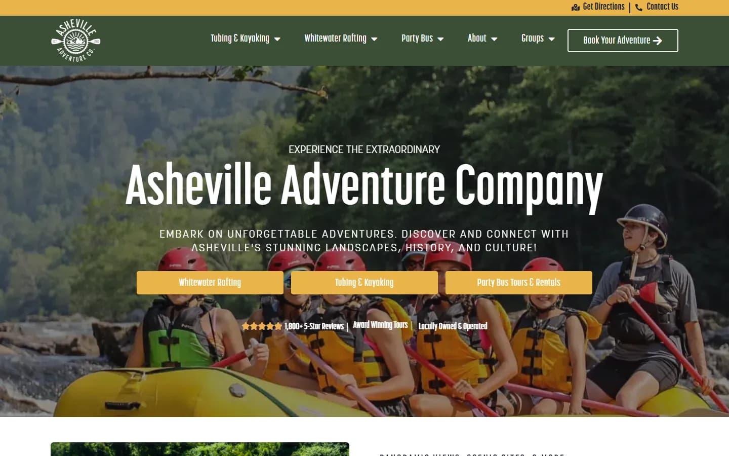 Asheville Adventure Company website after the Fluid22 redesign