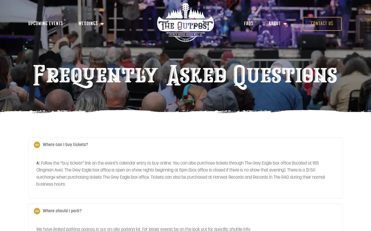 Asheville Outpost: FAQs for show nights