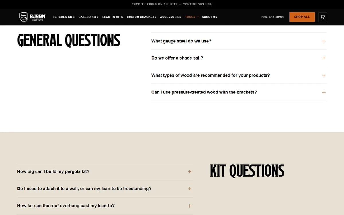 Bjørn Woodworks: Answers grouped by topic