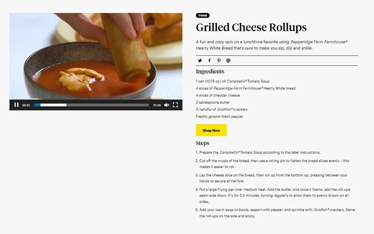 Campbell’s | Sip, Dip, & Smile: Recipe pages built to cook from