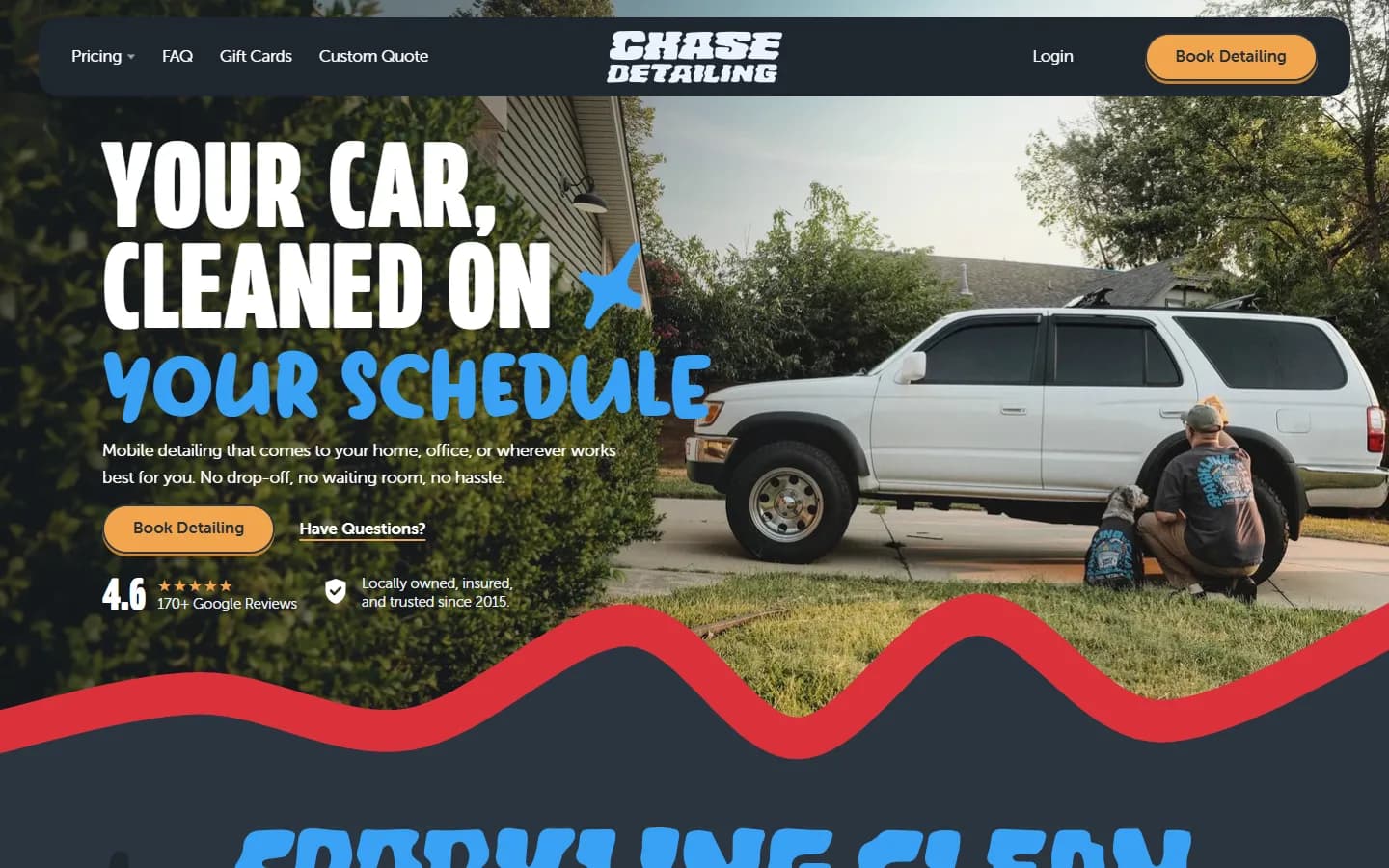 Chase Detailing website after the Fluid22 redesign