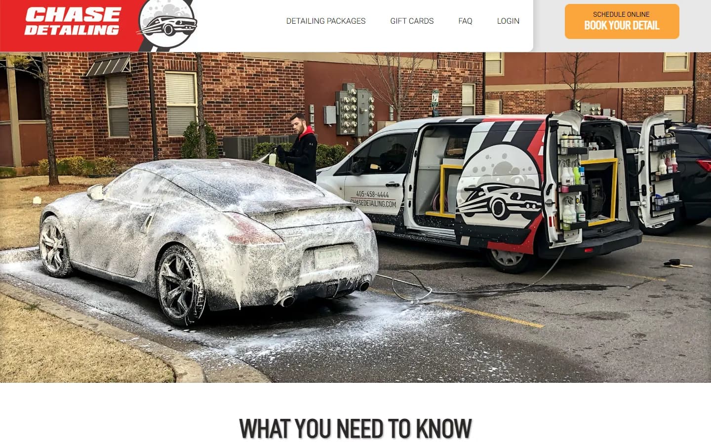 Chase Detailing website before the redesign