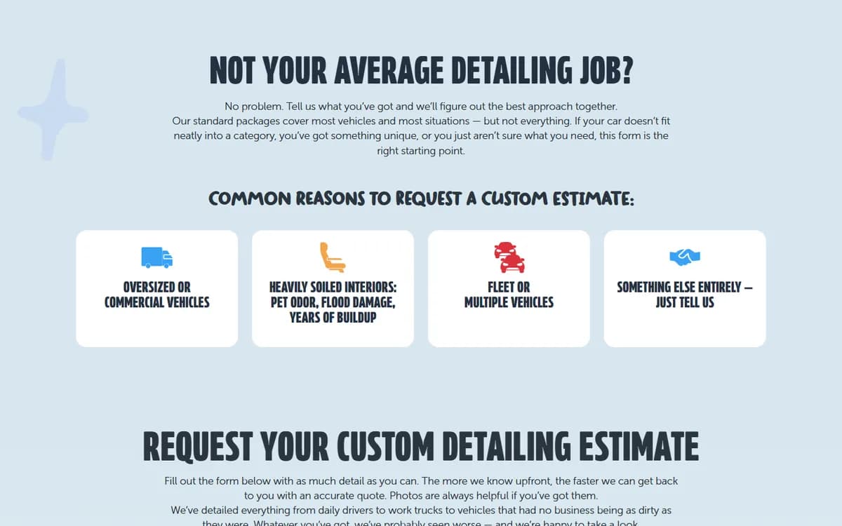 Chase Detailing: Custom estimate requests