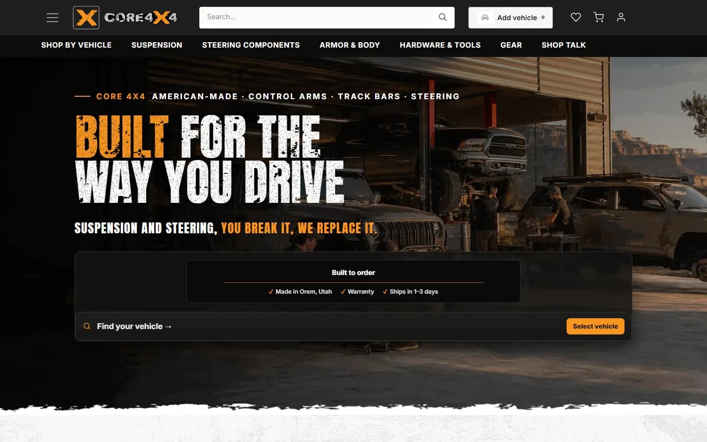 Core 4×4 website after the Fluid22 redesign