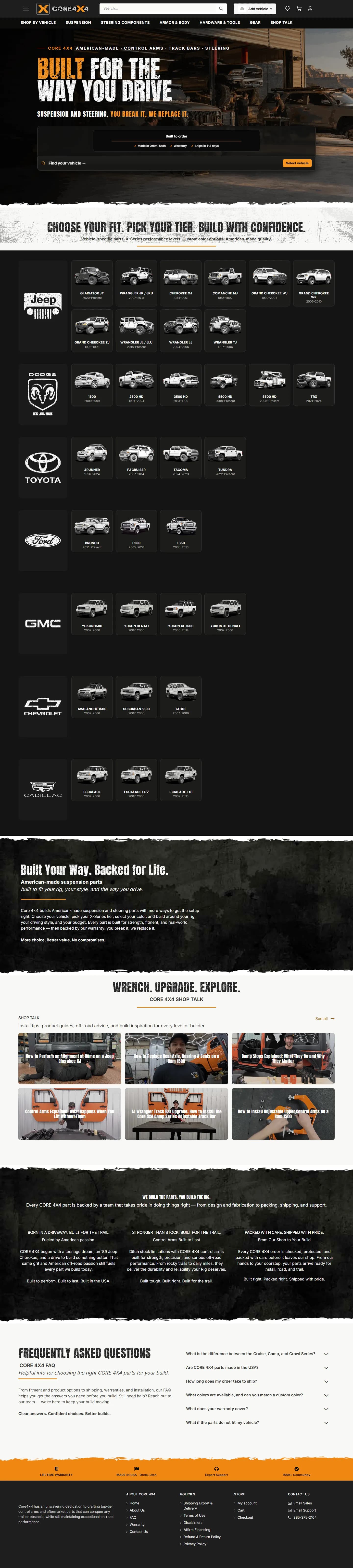 Core 4×4 website, full page