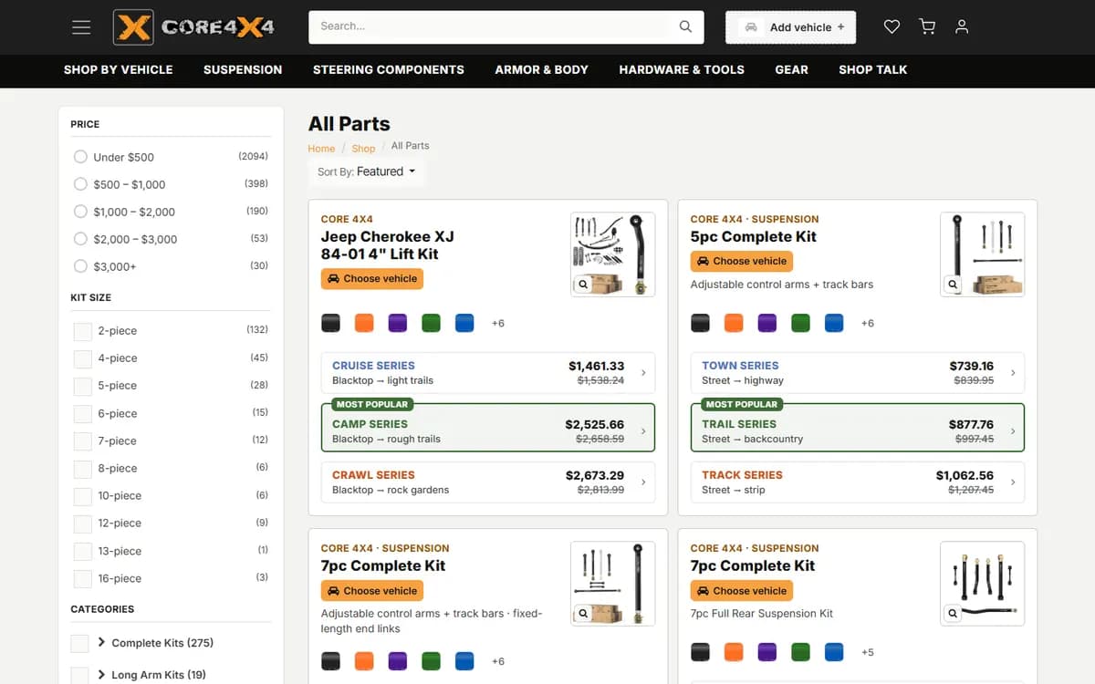 Core 4×4: A catalog that filters fast