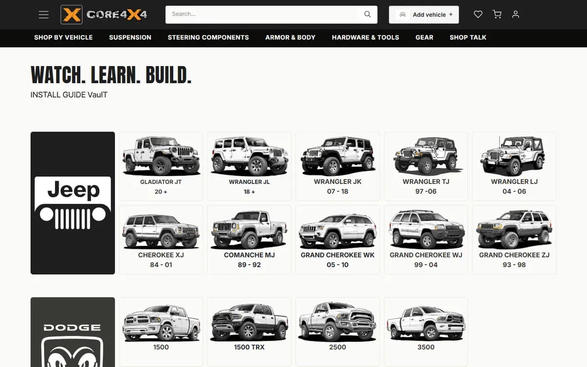 Core 4×4: Install guide vault