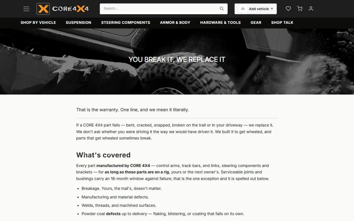 Core 4×4: The warranty, in plain words