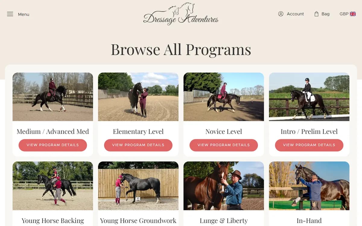 Dressage Adventures: A library of training programs