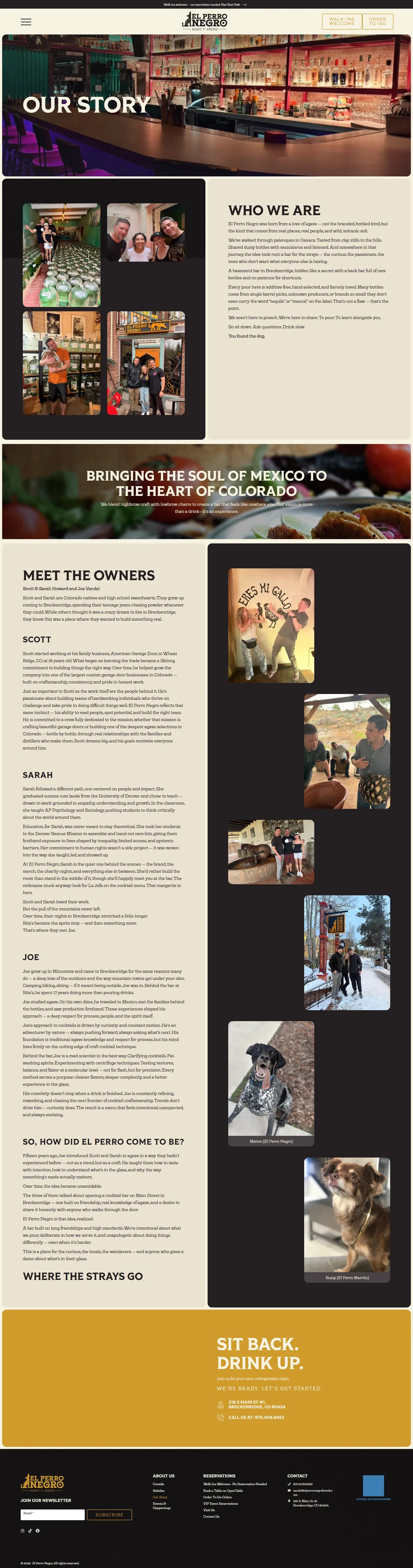 El Perro Negro website, inner page