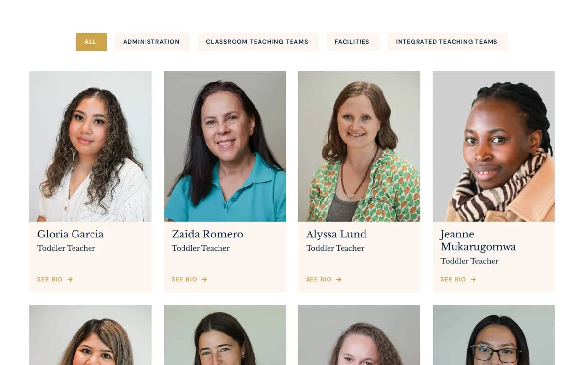 Elizabeth Academy: A filterable staff directory