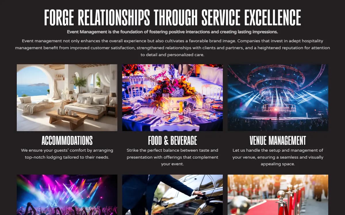 Epic Productions Group: Hospitality, service by service