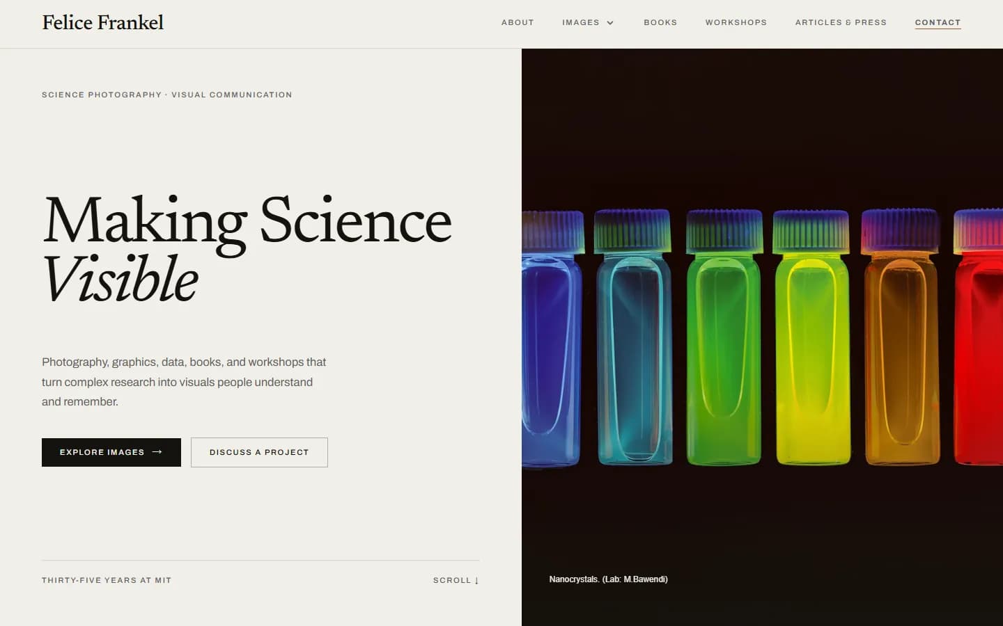 Felice Frankel website after the Fluid22 redesign