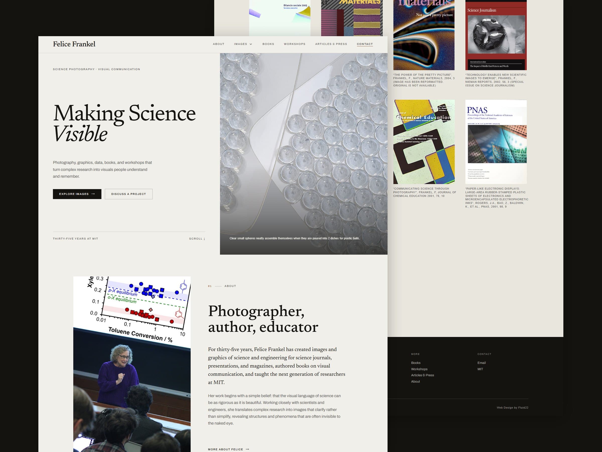 Felice Frankel website homepage and journal covers page