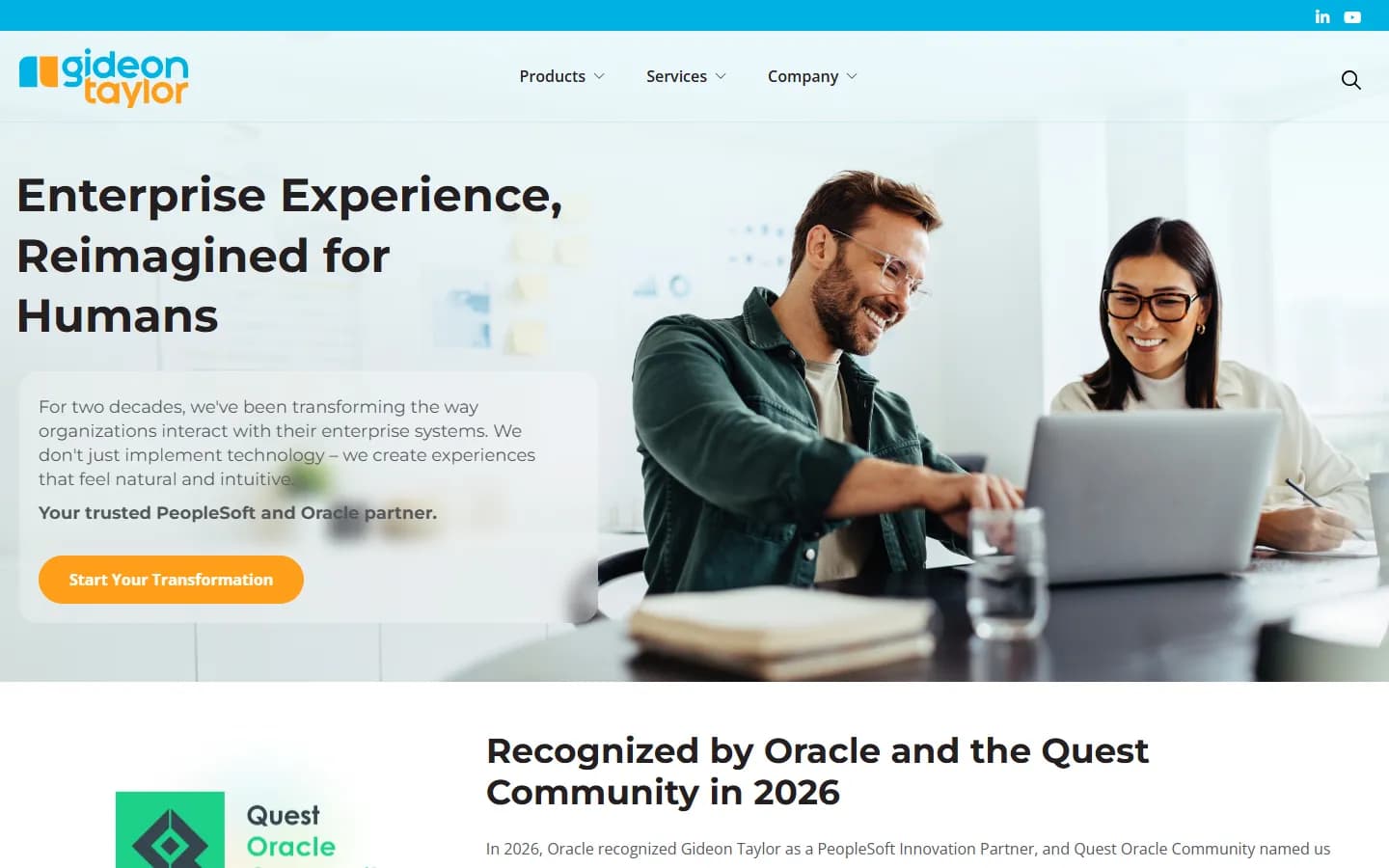 Gideon Taylor website after the Fluid22 redesign