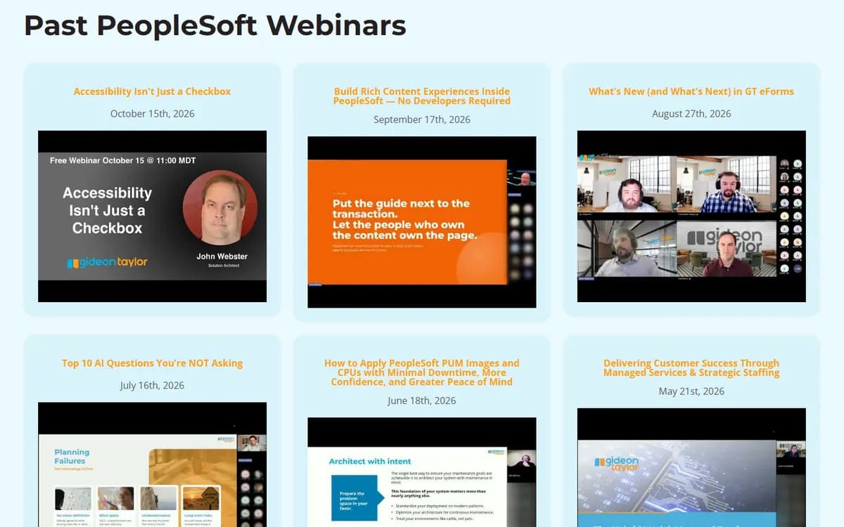 Gideon Taylor: A webinar library