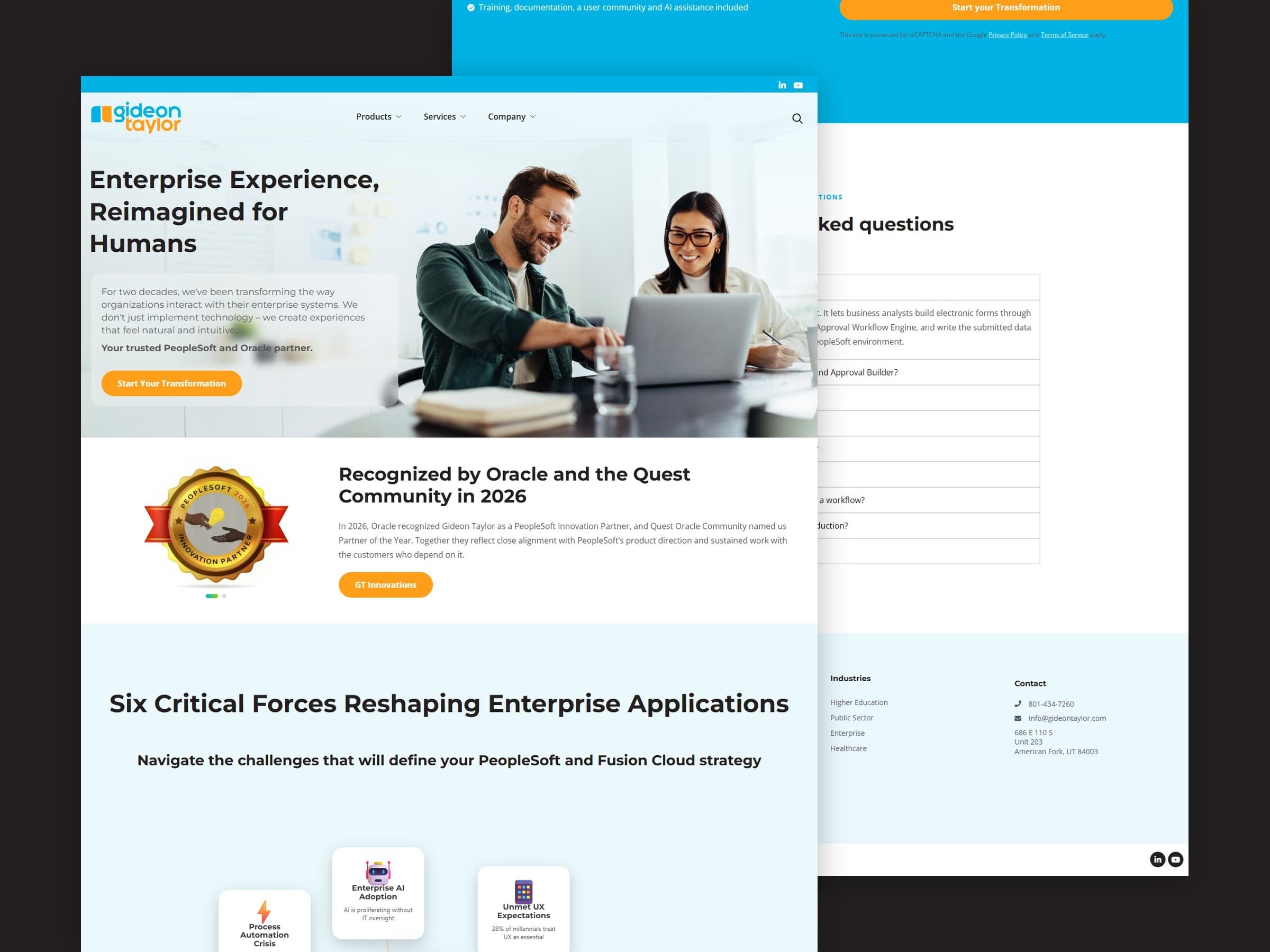 Gideon Taylor website design screenshots