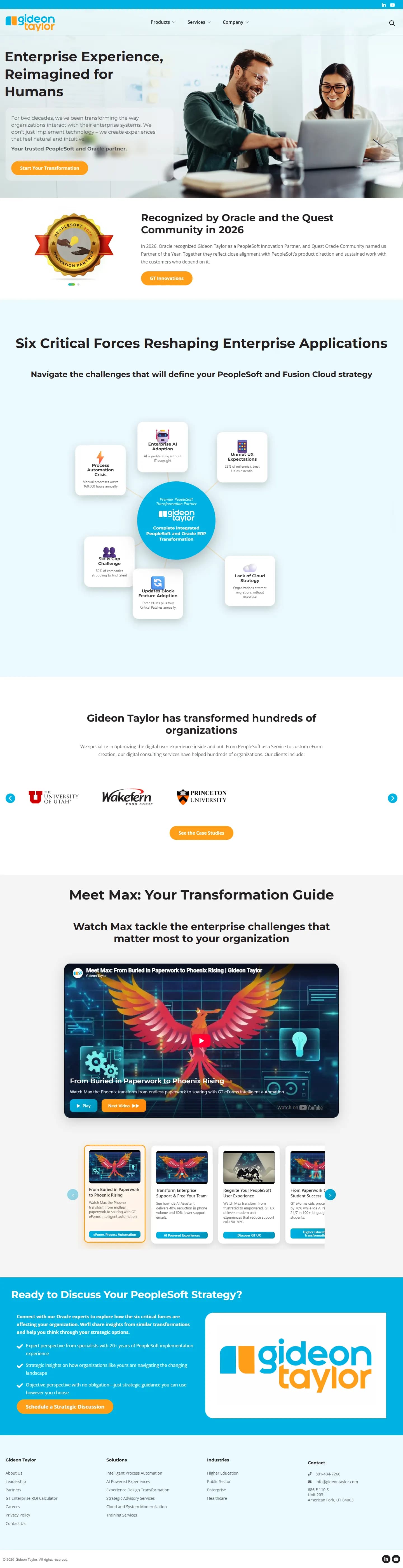 Gideon Taylor website, full page