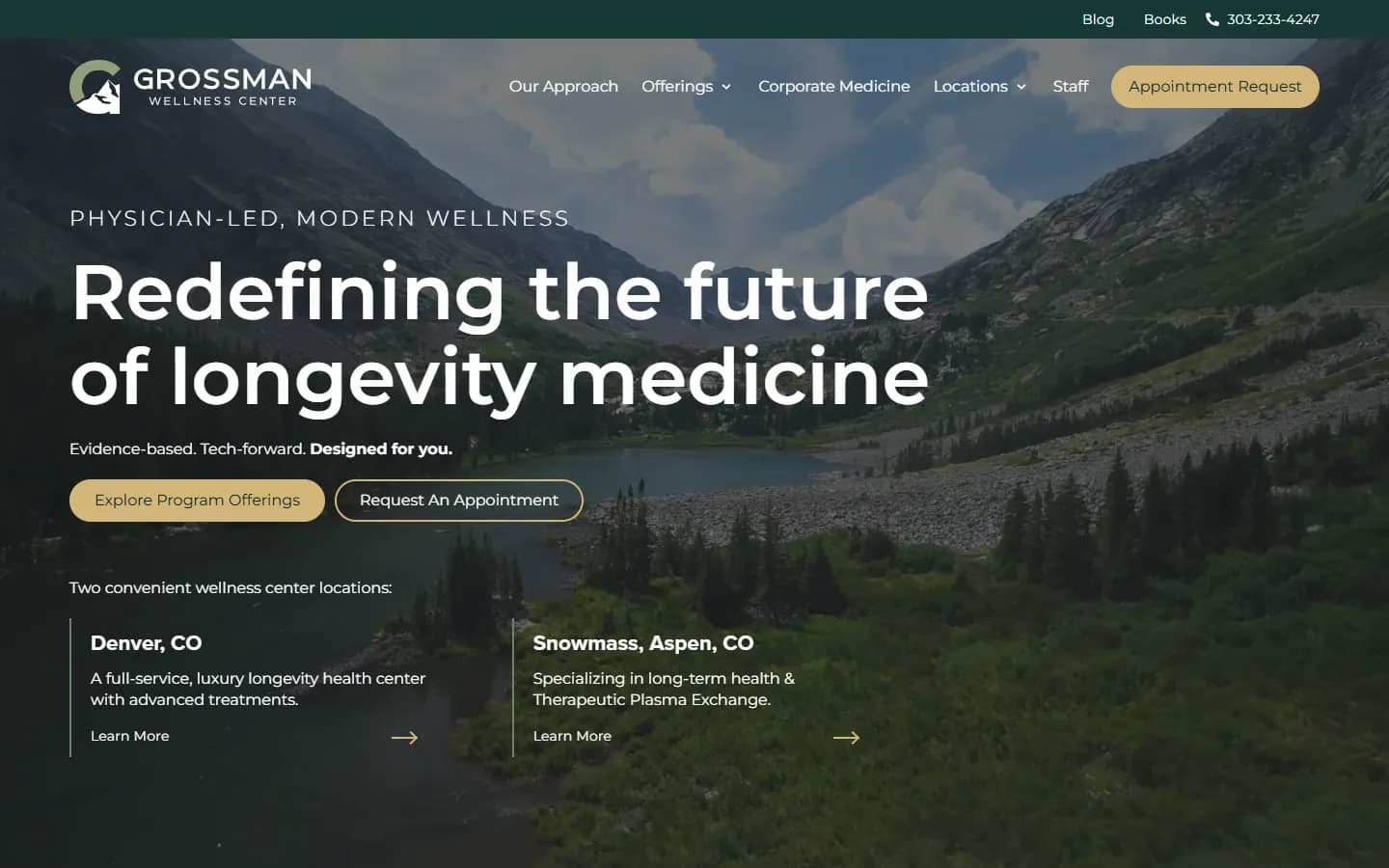 Grossman Wellness Center website after the Fluid22 redesign