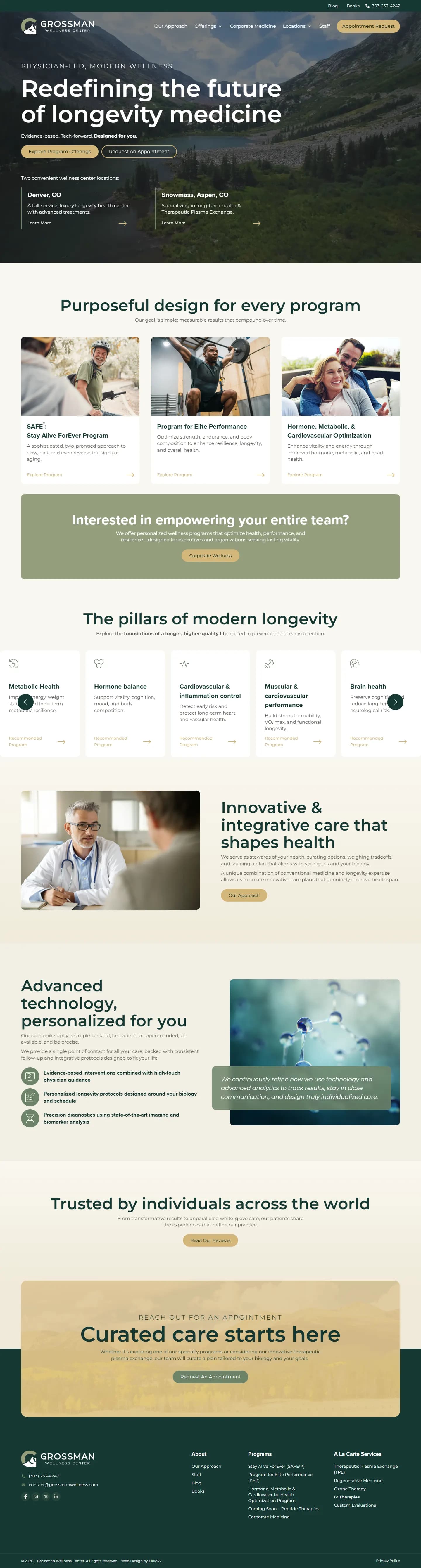 Grossman Wellness Center website, full page