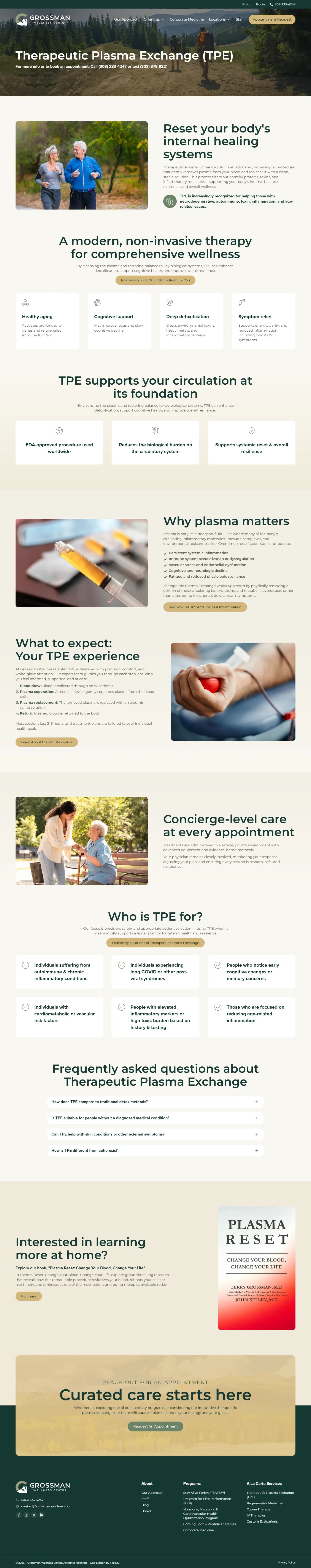 Grossman Wellness Center website, inner page