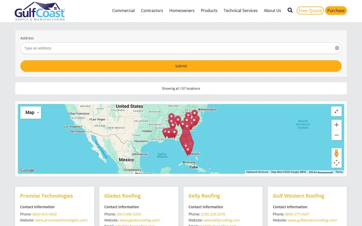Gulf Coast Supply & Manufacturing: Platinum Roofer locator