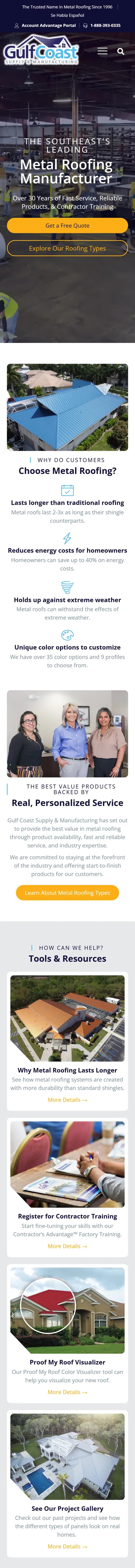 Gulf Coast Supply & Manufacturing website on mobile