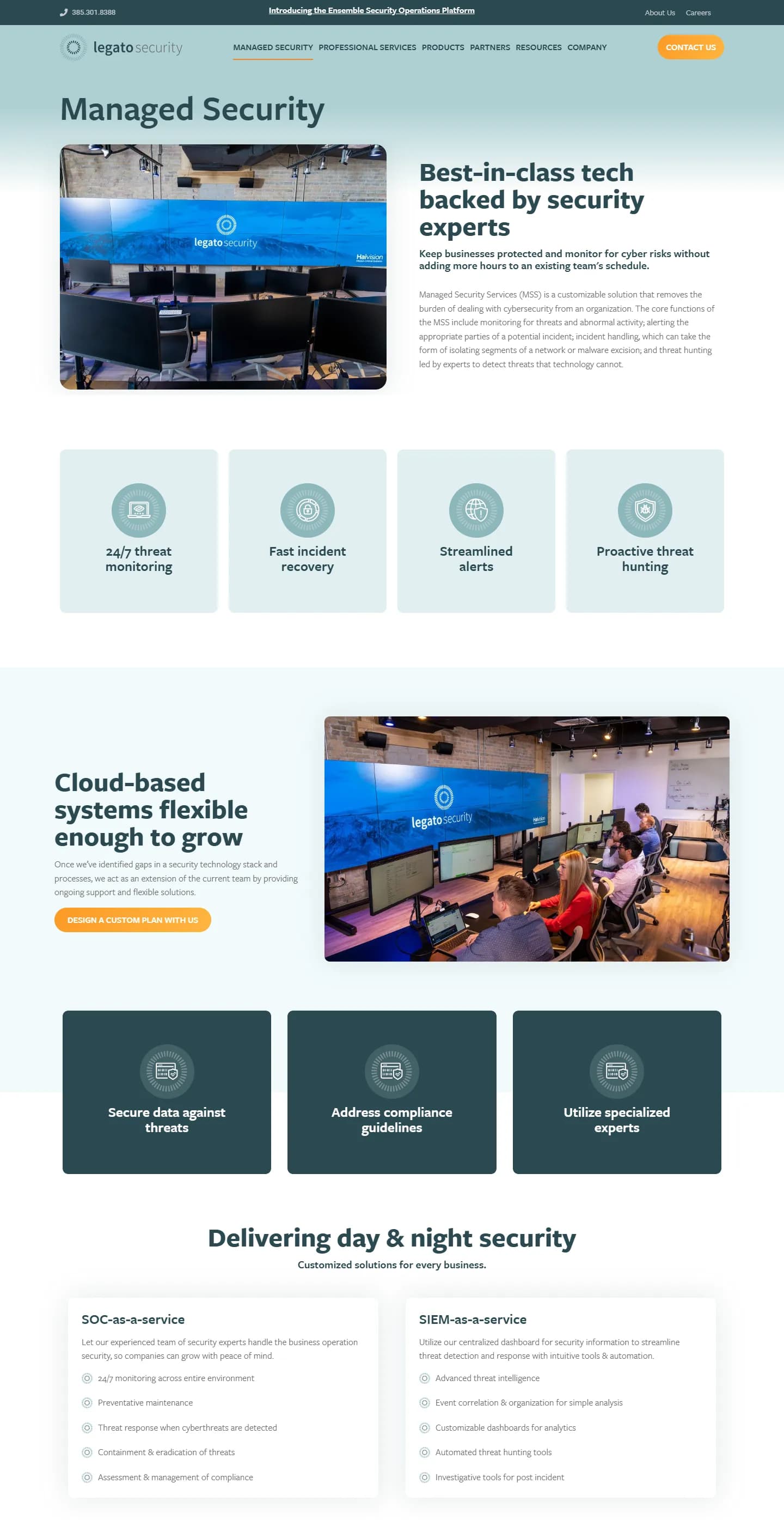 Legato Security website, inner page