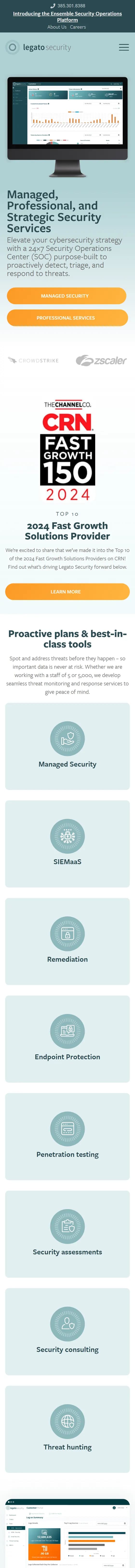 Legato Security website on mobile
