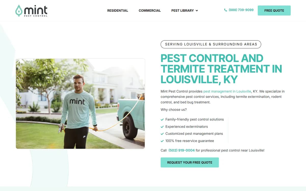 Mint Pest Control: Local pages for Louisville and Indianapolis