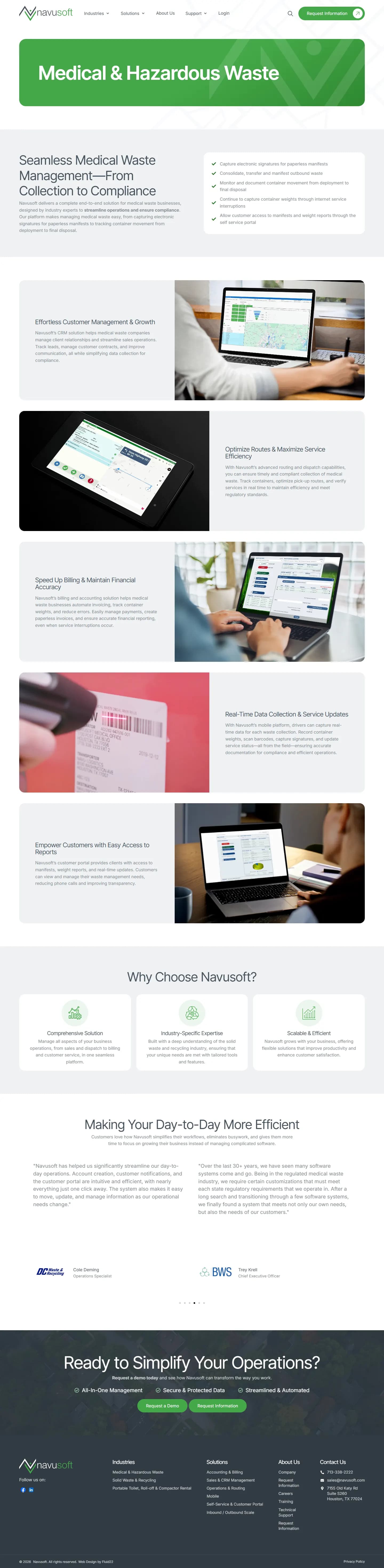 Navusoft website, inner page