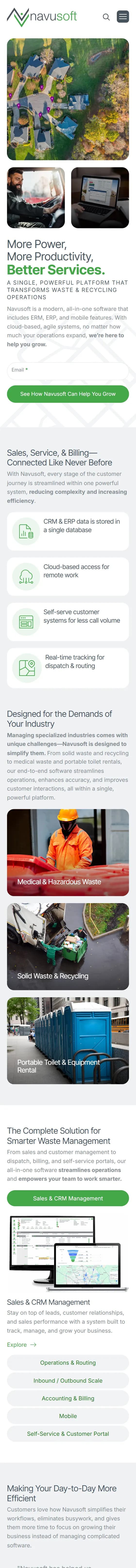 Navusoft website on mobile