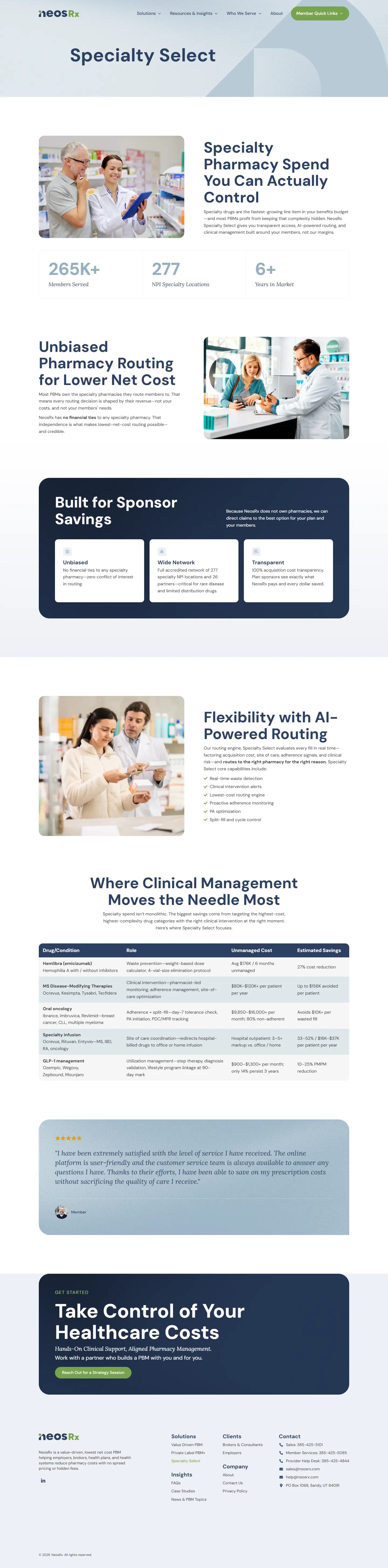 NeosRx website, inner page