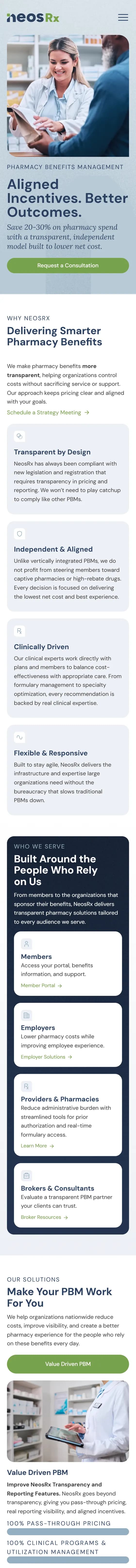 NeosRx website on mobile