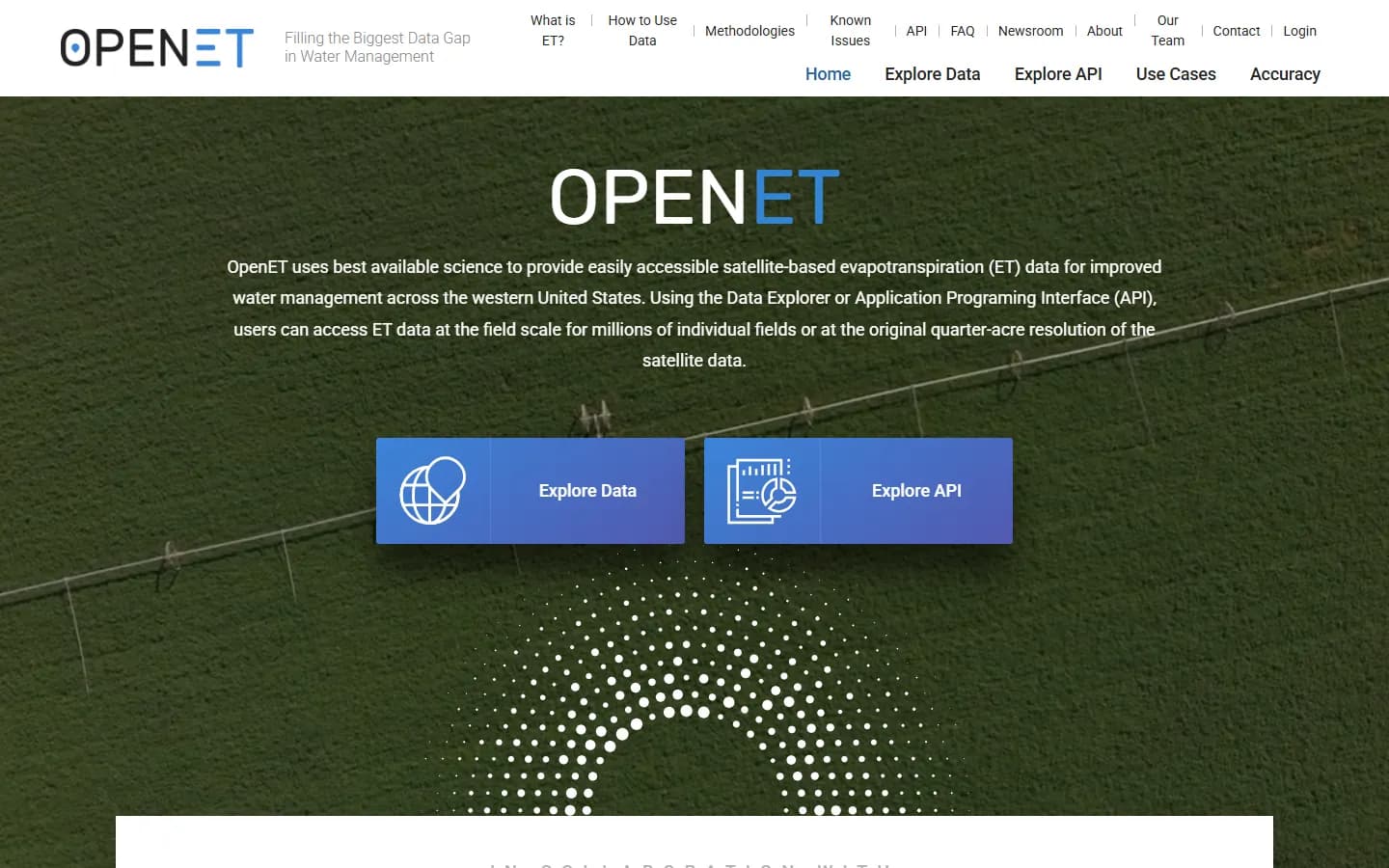OpenET website before the redesign