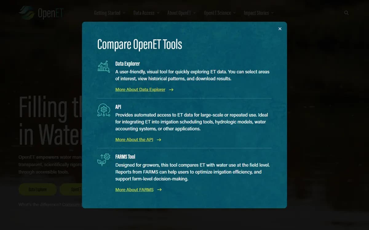 OpenET: Compare the tools in one click