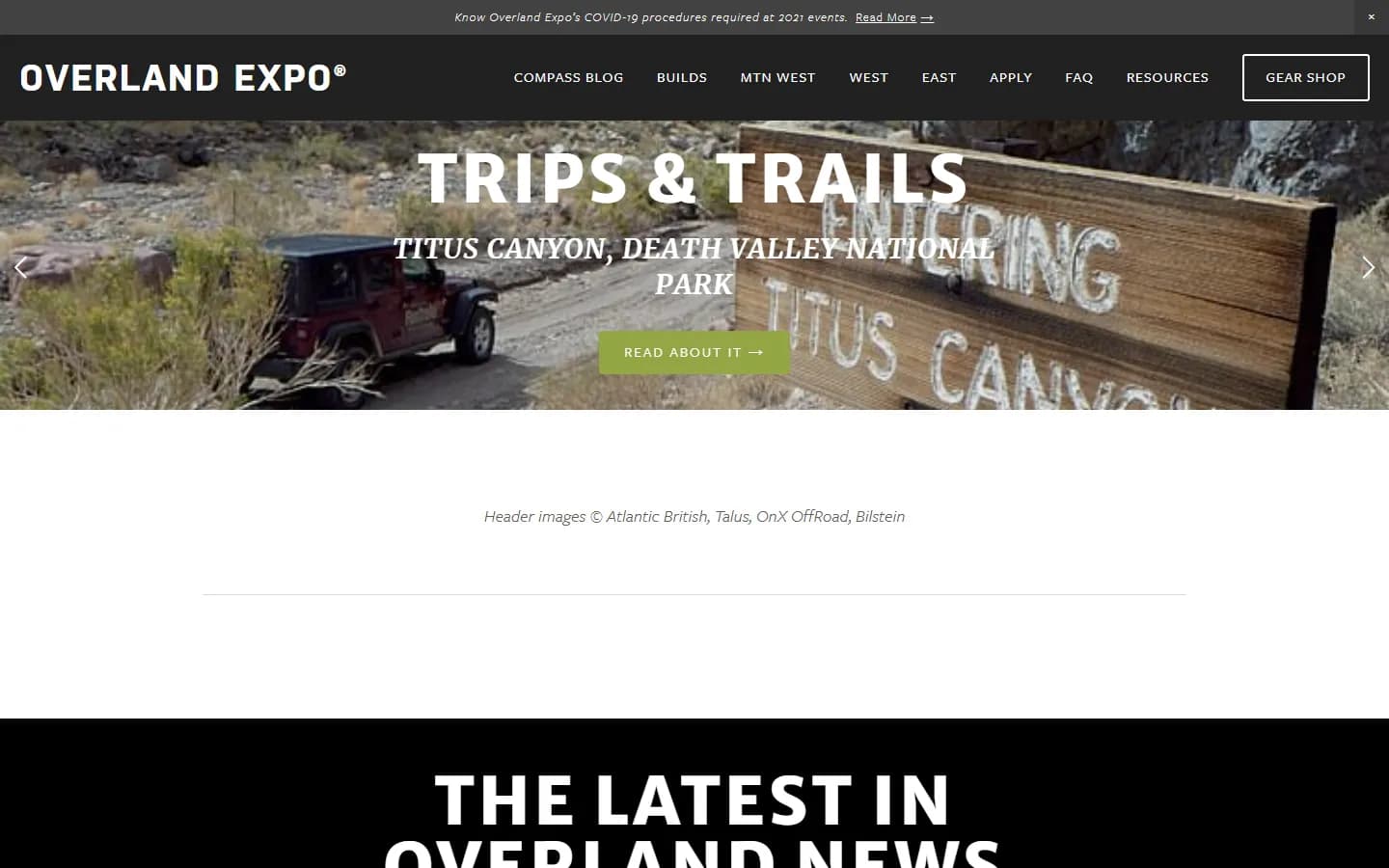 Overland Expo website before the redesign