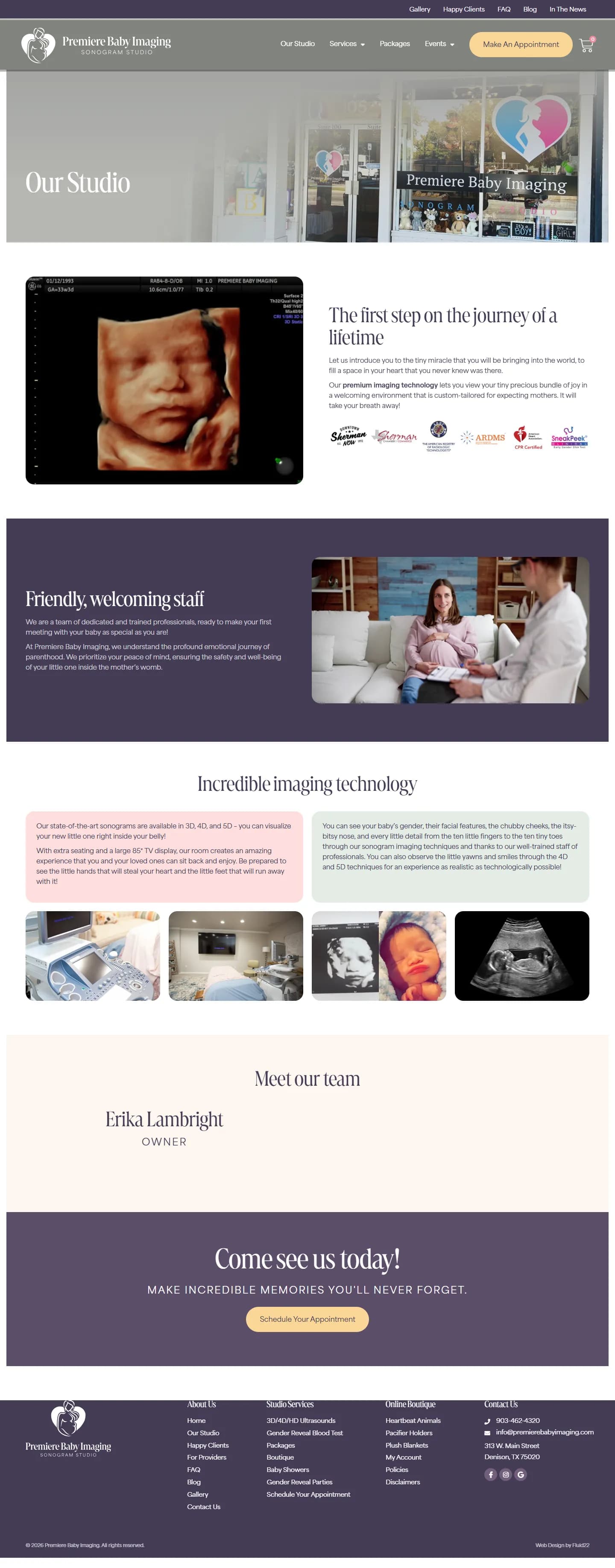 Premiere Baby Imaging website, inner page