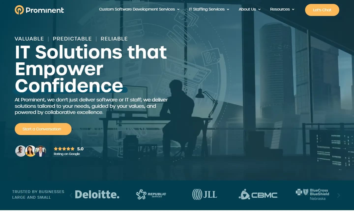 Prominent website after the Fluid22 redesign