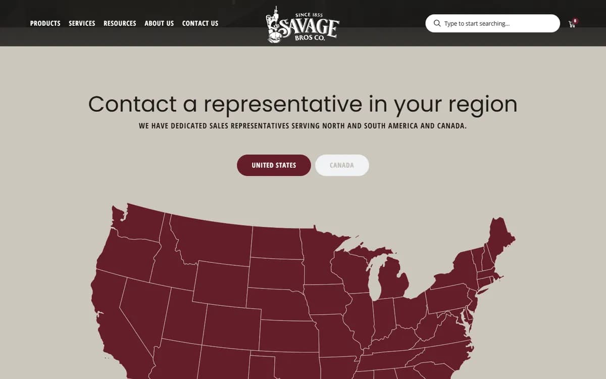 Savage Bros: Interactive sales rep map