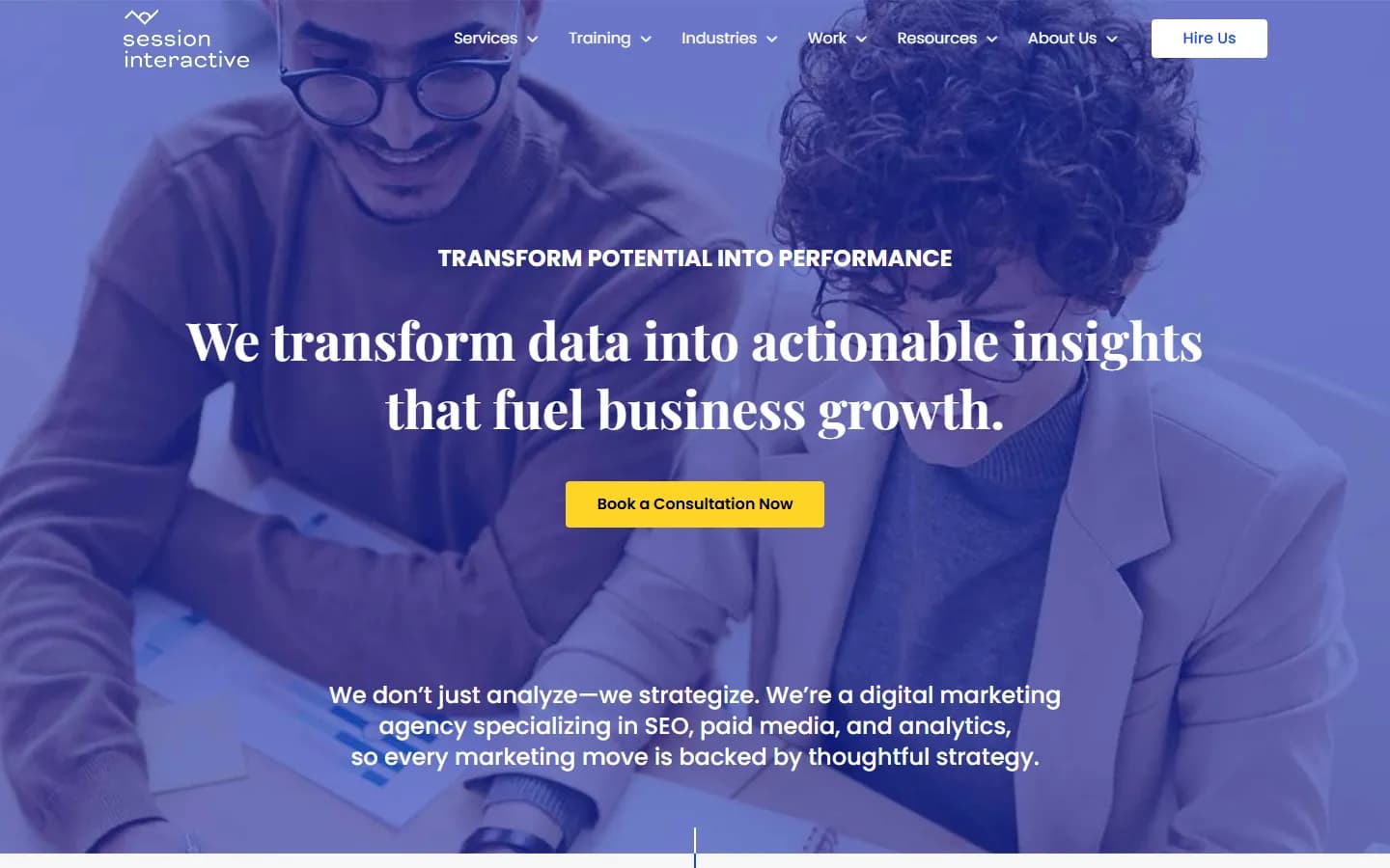 Session Interactive website before the redesign
