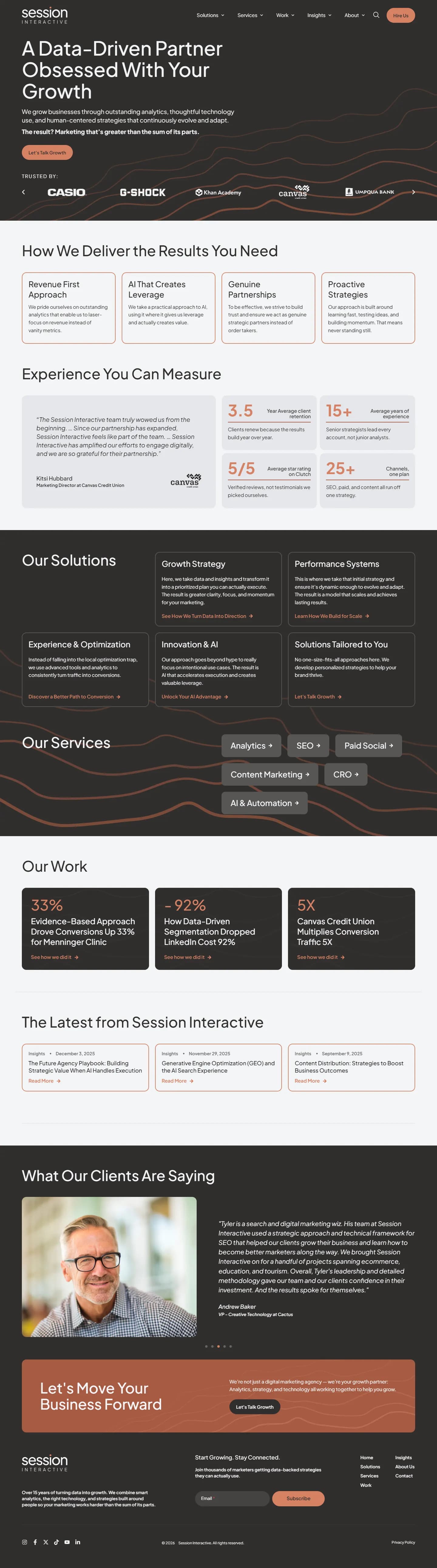 Session Interactive website, full page