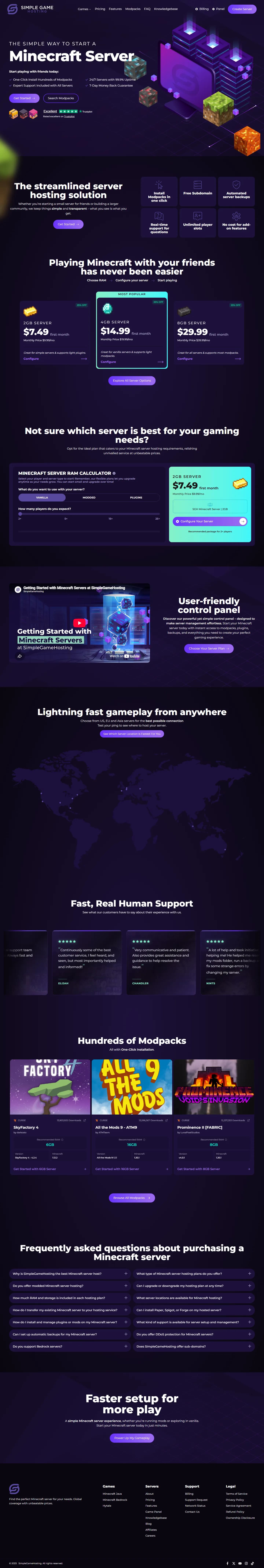 Simple Game Hosting website, full page