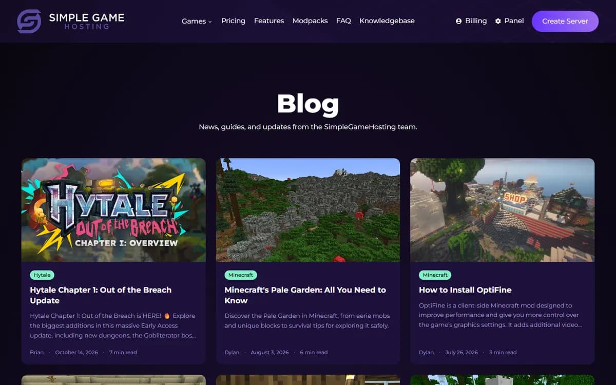 Simple Game Hosting: Blog and guides